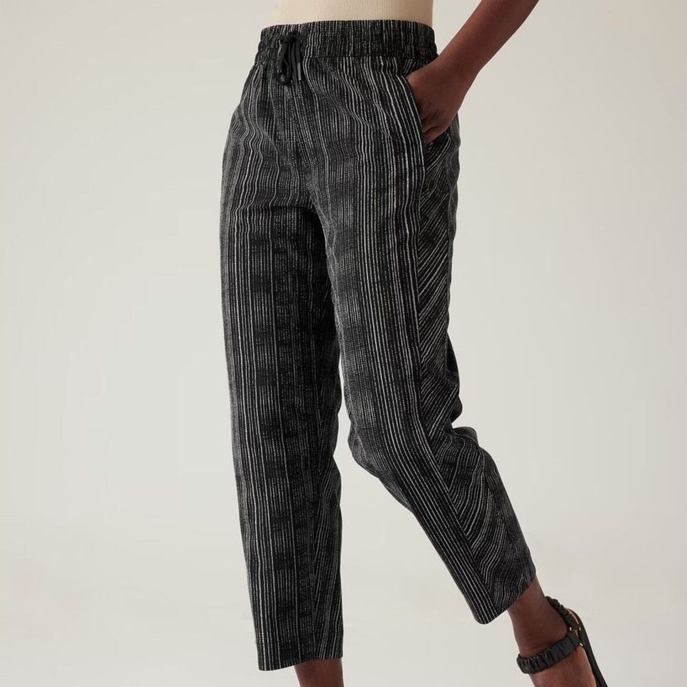 Athleta Arrival Pants Black Amara Striped High Waisted Pants